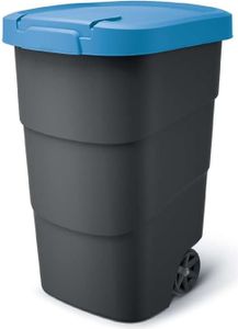 Wheeler 110L Müllbehälter mit Rädern und Deckel Mülltonne Müllgroßbehälter Großmülltonne Universaltonne Kunststoff (Blau)