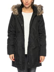 Only Damen Winter Mantel onlKaty Parka Jacke Fellkapuze, Farbe:Schwarz, Größe:XL