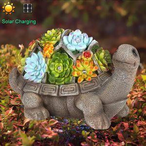 LED Solar Gartenleuchte Solarleuchte Garten Wasserdicht Lampe Outdoor Beleuchtung Gartendeko, Schildkröte mit Blumen