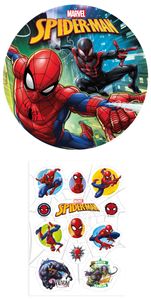 2er Set Spiderman Essbarer Tortenaufleger + Mini-Törtchenaufleger, Tortendeko Kindergeburtstag, Motiv:Spiderman Nr. 2
