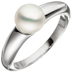 JOBO Damen Ring 54mm 925 Sterling Silber 1 Süßwasser Perle Perlenring Silberring
