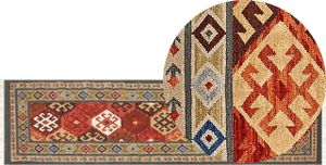 BELIANI Dywan wielokolorowy wełniany 80 x 300 cm krótkowłosy ręcznie tkany