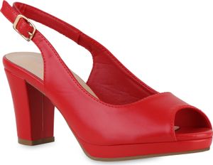 VAN HILL Damen Klassische Sandaletten Freizeit Schuhe 841589, Farbe: Rot, Größe: 41