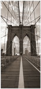 Wallario selbstklebende Türtapete 93 x 205 cm - Brooklyn Bridge in New York - Abwischbar, rückstandsfrei zu entfernen