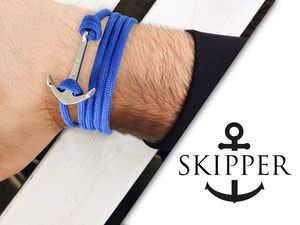 Skipper Anker-Armband Wickelarmband Nylon in Rosa mit Silbernem Anker 7072