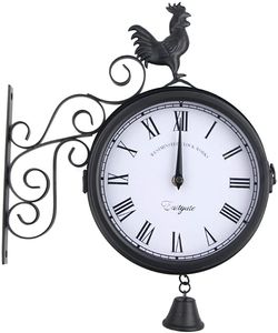 Časomíra Zahradní hodiny Venkovní nástěnné hodiny černé Vintage vodotěsné pro zahradu 30x 9X 37cm