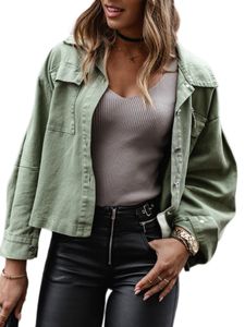 Damen Solid Color Outwear Holiday Revers Jacke Freund Button Down Cardigan Strickjacken, Farbe: Hellgrün, Größe: S