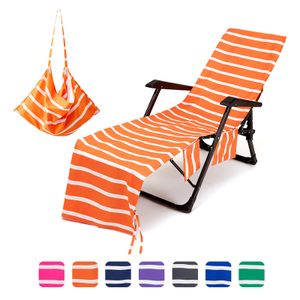 Plážové lehátko Cover Ručníky Mikrovlákno Lounge Chair Towel Covers with Side Storage Pockets Froté Beach Towel - Orange