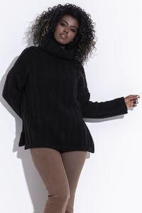 Fobya Klassischer Pullover für Frauen Olwevere schwarz 36-38