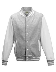 Just Hoods Herren Varsity Jacket Sweatjacke JH043 heather grey/white S
