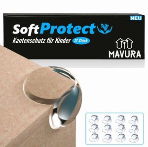 SoftProtect Eckenschutz Kantenschutz Tisch Möbel Schrank, Kindersicherung Ecken Schutz Gummi Sicherung Baby Selbstklebend [12er]