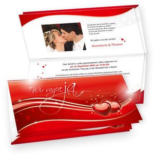 Schöne Einladung Hochzeit Liebe (10 Sets) Einladungskarten Set Rot