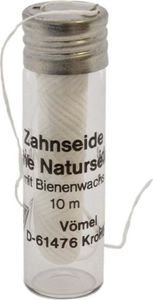 Zahnseide reine Seide mit Bienenwachs im Glasflacon 10 m