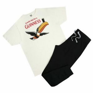 Guinness - Pánské pyžamo "Lovely Day" s dlouhými kalhotami TV385 (L) (krémová/černá/červená)