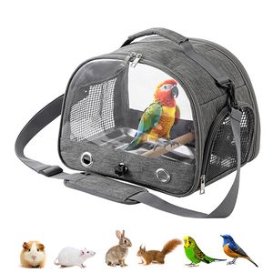 Papagei Tragetaschen, Vogel-Tragetasche mit Stehstange und Edelstahl-Tablett, Kleintier-Reisetasche, Atmungsaktiv, faltbar, Reisen mit Haustieren