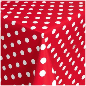 TEXMAXX Wachstuch Tischdecke Wachstischdecke Wachstuchtischdecke abwaschbar (150-01) - 160 x 140 cm - PVC Tischdecke abwischbar, Punkte Muster in Rot