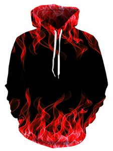 Herren Kordelzug Pullover Herbst 3D Digitaldruck Hoodies Casual Long Sleeve Kapuze Mit Kapuze Mit Kapuze Rot, Größe: 2XL
