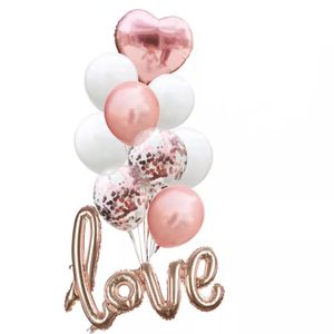 Oblique Unique Konfetti Folien Luftballon Set Love Hochzeit JGA Party Geburtstag - roségold