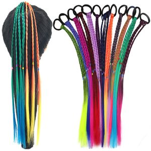 ASKSA Bunte Haarsträhnen Haarteile, 12 PCS Haarverlängerungs Clip Regenbogen Farbe Gerade Synthetisch Haarteil