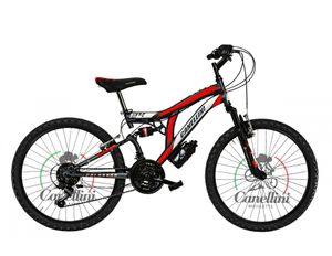 Detský bicykel Horský Canellini COLORADO 24" - 18 rýchlostí - Čierna/Červená