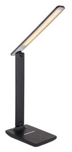 Globo Lighting Tischleuchte Kunststoff schwarz, opal, Druckschalter, Touch Ein/Aus, dimmbar, Touchdimmer, Farben fixierbar, Adapter inkl., USB Kabel inkl., Lederoptik, LxBxH: 420x115x565mm, Kabellänge 1200mm, inkl. LED 6W 230V, 40-550lm Source, 20-350lm Output, CCT 3000/4500/6000K