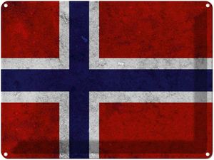 vianmo Blechschild 30x40 cm Norwegen Fahne Flagge