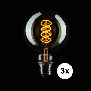 CROWN LED 3 x Smoky Edison Glühbirne E27 Fassung, Dimmbar, 4W, 2200K, Warmweiß, 230V, SY20, Antike Filament Beleuchtung im Retro Vintage Look