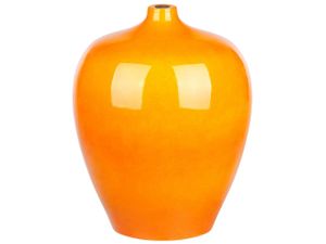 BELIANI Blumenvase Orange Terrakotta 37 cm Handgemacht Schmale Öffnung Bauchige Ovale Form Bodenvase Deko Accessoires Wohnzimmer Schlafzimmer Flur