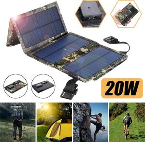 20W Outdoor Camping Hiking USB Solar Panel Přenosná solární nabíječka Mobilní telefon Nabíjecí nástroj Skládací odnímatelné solární panely