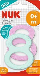 NUK Beißring Set mit verschiedenen Oberflächen, ab 0 Monaten, 2 stück, mehrfarbig