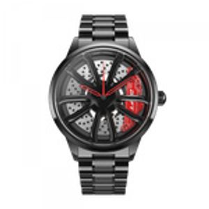 DriftElement Armbanduhr Herrenuhr Felgen Design „Performance GT“ schwarz/rot Motorsport Armbanduhr