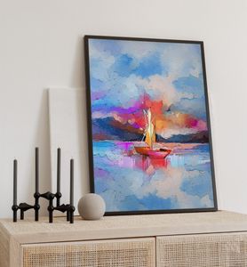 Poster Illustration Boot, groesse_poster:50x70 cm, groesse_rahmen:schwarz 50x70 cm