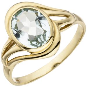 Ring Damenring mit Aquamarin oval hellblau blau 585 Gold Gelbgold Goldring