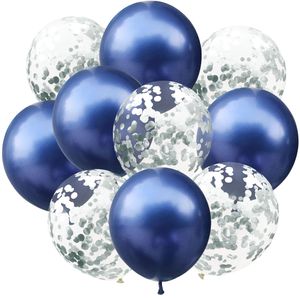Oblique Unique Konfetti Luftballon Set 10 Stk Geburtstag Party Hochzeit Silberhochzeit JGA Deko blau silber