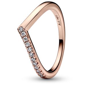 Pandora 182394C01 Pierścionek Timeless Wishbone Half Sparkling 14k Rose Gold Plated Rozmiar 56