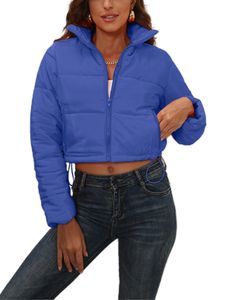 Damen Offen Vorne Nach Unten Geschnittene Arbeiten Geschnittene Pufferjacke Wasserresistent Mit Taschen Outwear