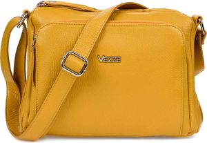 Boria Handtasche aus italienischem Leder – 3 Fächer, Reißverschlüsse, Schutzfüße – Gelb, Silberne Beschläge – Stilvoll und funktional
