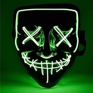 TK Gruppe Timo Klingler LED Grusel Maske grün - wie aus Purge mit 3X Lichteffekten, steuerbar, für Halloween als Kostüm für Herren & Damen