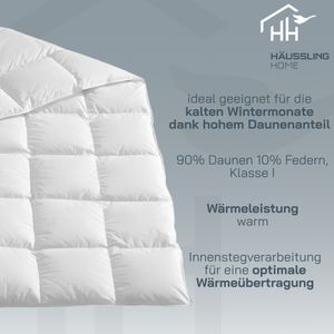 HÄUSSLING HOME Winter Daunendecke 135x200 cm | warme Winterdecke, Bettdecke Winter, Deutsche Manufaktur, 90% Daunen, auch für Allergiker geeignet, Bezug 100% Baumwolle