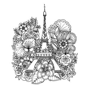 Color Your Decal - Blumen Eiffelturm