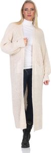 384 Mississhop Longstrickjacke extra lange Strickjacke Cardigan Jacke Beige