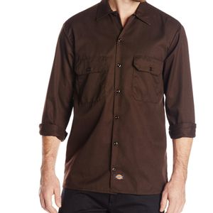 Dickies - Long/S Work Shirt Dark Brown Dunkel Braun Arbeitshemd Hemden Größe S