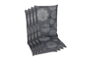 GO-DE Textil, Sesselauflage Hochlehner, 4er Set, Farbe: grau, Maße: 120 cm x 50 cm x 6 cm, Rueckenhoehe: 70 cm