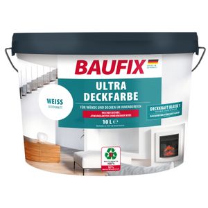 BAUFIX Ultra-Deckfarbe weiss seidenmatt, 10 Liter, Weiße Wandfarbe