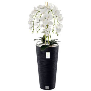 Umelá orchidea kaskádová kytica biela v kvetináči antracitová H 110 cm dekorácia do domácnosti, umelá rastlina orchidea, umelý kvet, umelá orchidea v kvetináči