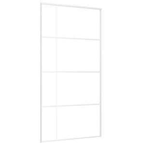 vidaXL Schiebetür ESG Glas und Aluminium mattiert 102,5x205 cm Weiß