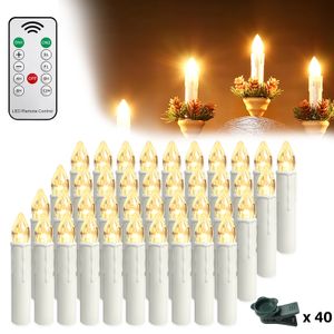 LZQ 40er Warmweiß Weinachten LED Kerzen Kabellose Weihnachtsbeleuchtung Flammenlose Lichterkette Kerzen Weihnachtskerzen für Weihnachtsbaum Weihnachtsdeko