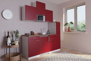 Küche Miniküche Singleküche Küchenzeile  Weiß Rot Luis 180 cm Respekta
