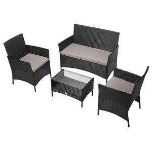 SVITA Rattan Set BROOKLYN 2020 in schwarz Gartenmöbel Terrasse Balkon SVITA Rattan Set BROOKLYN 2020 in schwarz Gartenmöbel Terrasse Balkon