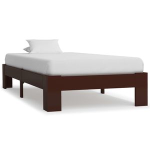 CLORIS Bettrahmen - Bett mit Lattenrost - Dunkelbraun Massivholz Kiefer 100x200 cm DE1753486